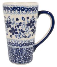 A picture of a Polish Pottery John's Mug (Duet in Blue) | K083S-SB01 as shown at PolishPotteryOutlet.com/products/johns-mug-duet-in-blue