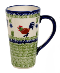 A picture of a Polish Pottery John's Mug (Chicken Dance) | K083U-P320 as shown at PolishPotteryOutlet.com/products/johns-mug-chicken-dance