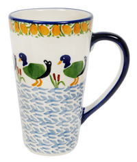 A picture of a Polish Pottery John's Mug (Ducks in a Row) | K083U-P323 as shown at PolishPotteryOutlet.com/products/johns-mug-ducks-in-a-row