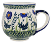 Polish Pottery Mug, Belly Mug, 16oz Large in "Bouncing Blue Blossoms" by Manufaktura | K068U-IM03 at PolishPotteryOutlet.com