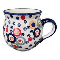 A picture of a Polish Pottery Medium Belly Mug (Bubble Machine) | K090M-AS38 as shown at PolishPotteryOutlet.com/products/the-medium-belly-mug-bubble-machine-k090m-as38