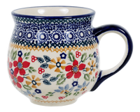 A picture of a Polish Pottery Mug, Belly Mug, 10oz Medium in "Ruby Bouquet" by Manufaktura | K090S-DPCS as shown at PolishPotteryOutlet.com/products/the-medium-belly-mug-ruby-bouquet