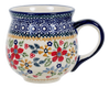 Polish Pottery Mug, Belly Mug, 10oz Medium in "Ruby Bouquet" by Manufaktura | K090S-DPCS at PolishPotteryOutlet.com