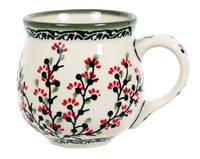 A picture of a Polish Pottery Medium Belly Mug (Cherry Blossom) | K090S-DPGJ as shown at PolishPotteryOutlet.com/products/the-medium-belly-mug-cherry-blossom