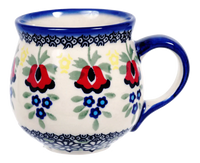 A picture of a Polish Pottery Medium Belly Mug (Coral Bells) | K090S-DPSD as shown at PolishPotteryOutlet.com/products/the-medium-belly-mug-coral-bells