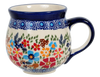 Polish Pottery Medium Belly Mug (Festive Flowers) | K090S-IZ16 at PolishPotteryOutlet.com