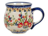 A picture of a Polish Pottery Medium Belly Mug (Poppy Persuasion) | K090S-P265 as shown at PolishPotteryOutlet.com/products/the-medium-belly-mug-poppy-persuasion