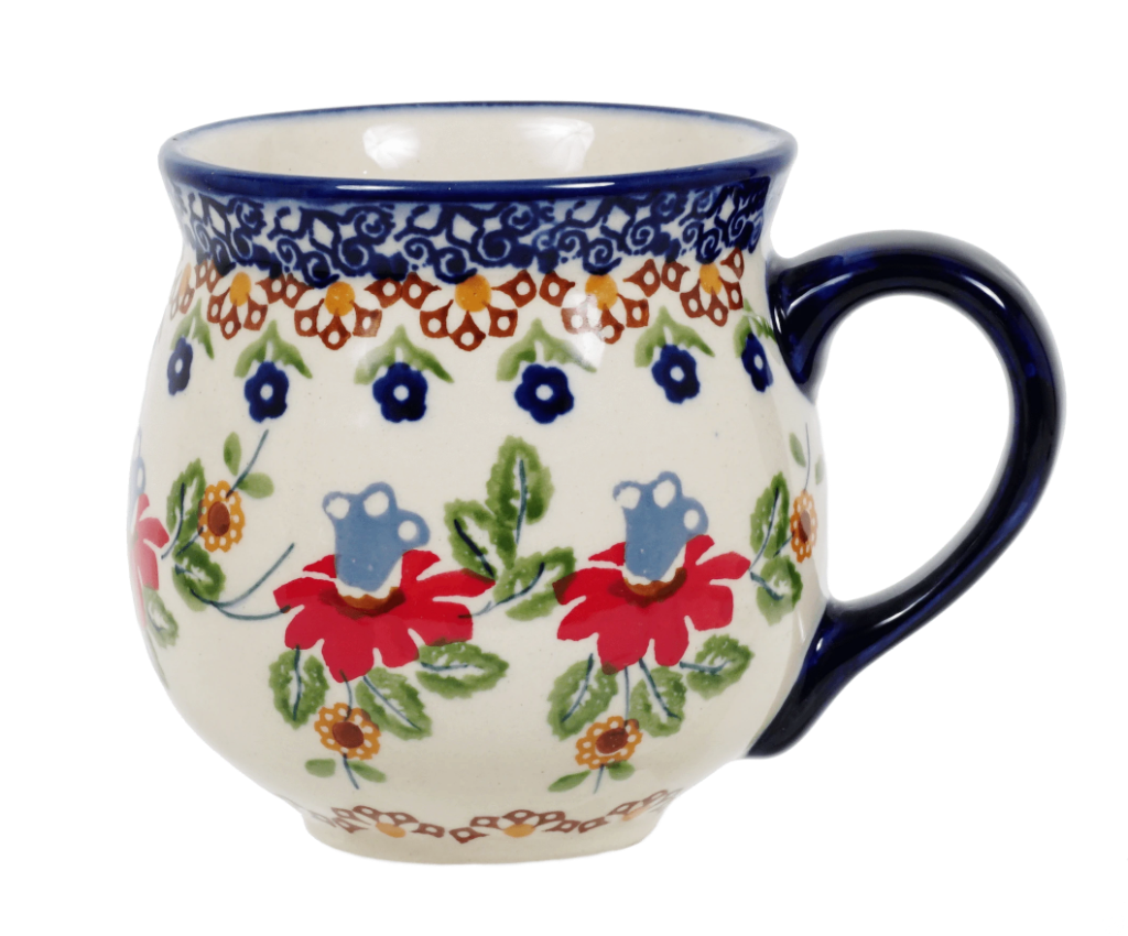 Mug, Belly Mug, 10oz Medium in "Mediterranean Blossoms" by Manufaktura | K090S-P274