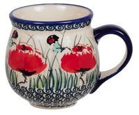 A picture of a Polish Pottery Medium Belly Mug (Poppy Paradise) | K090S-PD01 as shown at PolishPotteryOutlet.com/products/the-medium-belly-mug-poppy-paradise