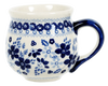 Polish Pottery Mug, Belly Mug, 10oz Medium in "Duet in Blue" by Manufaktura | K090S-SB01 at PolishPotteryOutlet.com