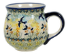 Polish Pottery Medium Belly Mug (Soaring Swallows) | K090S-WK57 at PolishPotteryOutlet.com