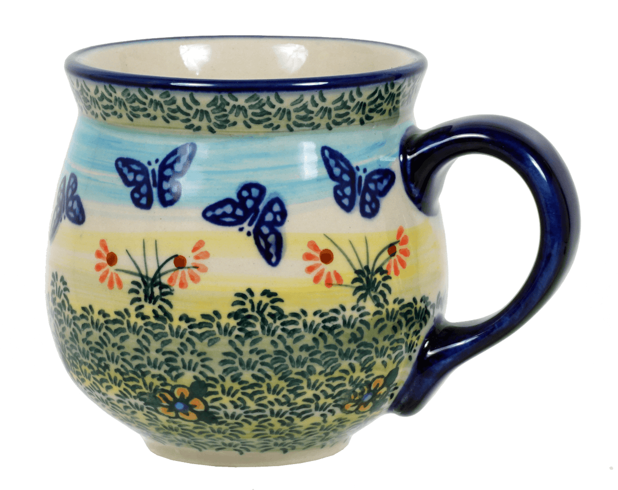 Mug, Belly Mug, 10oz Medium in "Butterflies in Flight" by Manufaktura | K090S-WKM