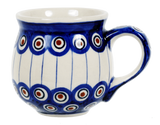 Mug, Belly Mug, 10oz Medium in "Peacock in Line" by Manufaktura | K090T-54A