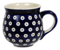 A picture of a Polish Pottery Medium Belly Mug (Dot to Dot) | K090T-70A as shown at PolishPotteryOutlet.com/products/the-medium-belly-mug-dot-to-dot