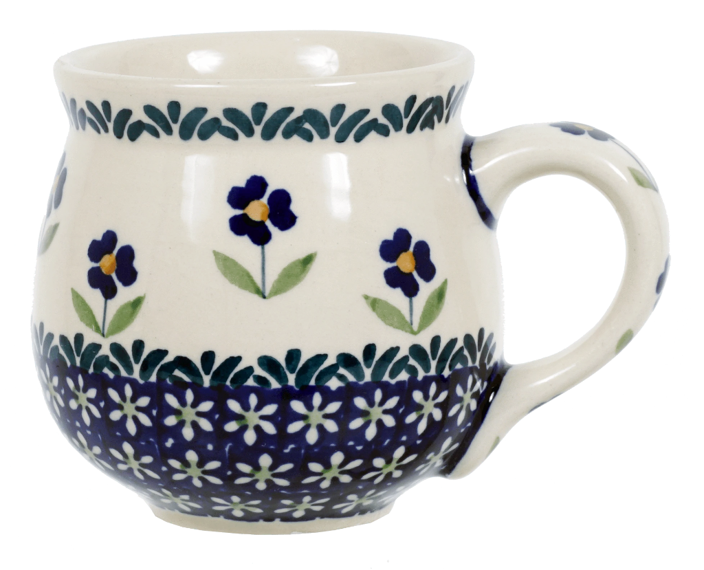 Mug, Belly Mug, 10oz Medium in "Forget Me Not" by Manufaktura | K090T-ASS