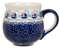 A picture of a Polish Pottery Medium Belly Mug (Smooth Sailing) | K090T-DPMA as shown at PolishPotteryOutlet.com/products/the-medium-belly-mug-smooth-sailing