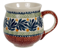 A picture of a Polish Pottery Medium Belly Mug (Jungle Flora) | K090T-DPZG as shown at PolishPotteryOutlet.com/products/the-medium-belly-mug-jungle-fever