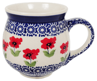 A picture of a Polish Pottery Medium Belly Mug (Poppy Garden) | K090T-EJ01 as shown at PolishPotteryOutlet.com/products/the-medium-belly-mug-poppy-garden