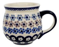 A picture of a Polish Pottery Medium Belly Mug (Floral Chain) | K090T-EO37 as shown at PolishPotteryOutlet.com/products/the-medium-belly-mug-floral-chain