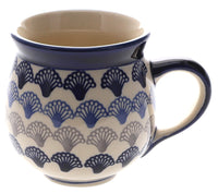 A picture of a Polish Pottery Medium Belly Mug (Fan-Tastic) | K090T-GP18 as shown at PolishPotteryOutlet.com/products/the-medium-belly-mug-fan-tastic