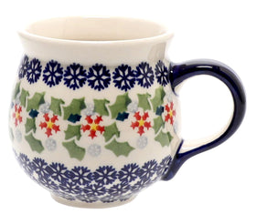 Polish Pottery Medium Belly Mug (Holly in Bloom) | K090T-IN13 Additional Image at PolishPotteryOutlet.com