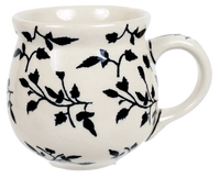 A picture of a Polish Pottery The Medium Belly Mug (Black Spray) | K090T-LISC as shown at PolishPotteryOutlet.com/products/the-medium-belly-mug-black-spray