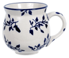 Polish Pottery Medium Belly Mug (Blue Spray) | K090T-LISK at PolishPotteryOutlet.com
