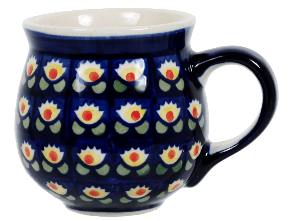 Mug, Belly Mug, 10oz Medium in "Tulip Azul" by Manufaktura | K090T-LW