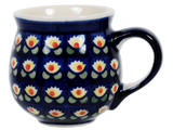 Mug, Belly Mug, 10oz Medium in "Tulip Azul" by Manufaktura | K090T-LW