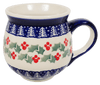 Polish Pottery Medium Belly Mug (Holiday Cheer) | K090T-NOS2 at PolishPotteryOutlet.com