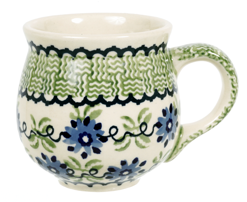 Mug, Belly Mug, 10oz Medium in "Woven Blues" by Manufaktura | K090T-P182