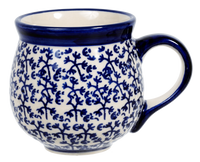 A picture of a Polish Pottery The Medium Belly Mug (Blue Thicket) | K090T-P364 as shown at PolishPotteryOutlet.com/products/the-medium-belly-mug-blue-thicket