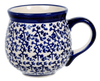 Polish Pottery Medium Belly Mug (Blue Thicket) | K090T-P364 at PolishPotteryOutlet.com