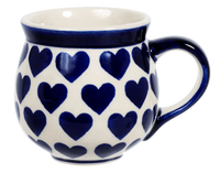 A picture of a Polish Pottery Medium Belly Mug (Whole Hearted) | K090T-SEDU as shown at PolishPotteryOutlet.com/products/the-medium-belly-mug-whole-hearted