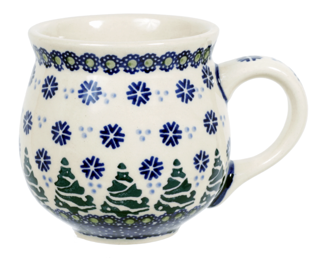 Mug, Belly Mug, 10 oz Medium in "Snowy Pines" by Manufaktura | K090T-U22