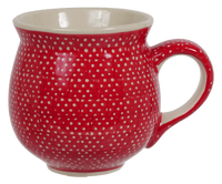A picture of a Polish Pottery Medium Belly Mug (Red Sky at Night) | K090T-WCZE as shown at PolishPotteryOutlet.com/products/the-medium-belly-mug-red-sky-at-night