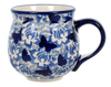 Polish Pottery Medium Belly Mug (Dusty Blue Butterflies) | K090U-AS56 at PolishPotteryOutlet.com