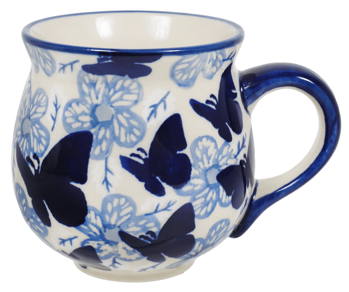 Mug, Belly Mug, 10oz Medium in "Blue Butterfly" by Manufaktura | K090U-AS58