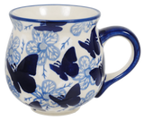 Mug, Belly Mug, 10oz Medium in "Blue Butterfly" by Manufaktura | K090U-AS58