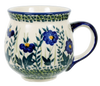 Polish Pottery Medium Belly Mug (Bouncing Blue Blossoms) | K090U-IM03 at PolishPotteryOutlet.com