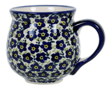 Mug, Belly Mug, 10 oz Medium in "Floral Revival Blue" by Manufaktura | K090U-MKOB