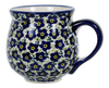 Polish Pottery Medium Belly Mug (Floral Revival Blue) | K090U-MKOB at PolishPotteryOutlet.com