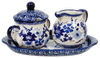 Polish Pottery Cream and Sugar Set (Blue Life) | K091S-EO39 at PolishPotteryOutlet.com