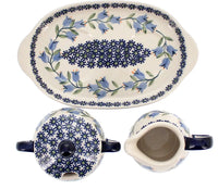 A picture of a Polish Pottery Cream and Sugar Set (Lily of the Valley) | K091T-ASD as shown at PolishPotteryOutlet.com/products/cream-and-sugar-set-lily-of-the-valley-k091t-asd