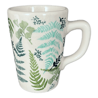 A picture of a Polish Pottery Pluton Mug (Scattered Ferns) | K096S-GZ39 as shown at PolishPotteryOutlet.com/products/pluton-mug-scattered-ferns-k096s-gz39