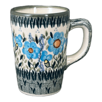 A picture of a Polish Pottery Pluton Mug (Baby Blue Blossoms) | K096S-JS49 as shown at PolishPotteryOutlet.com/products/pluton-mug-baby-blue-blossoms-k096s-js49