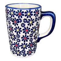 A picture of a Polish Pottery Pluton Mug (Field of Daisies) | K096S-S001 as shown at PolishPotteryOutlet.com/products/pluton-mug-field-of-daisies-k096s-s001