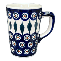 A picture of a Polish Pottery Pluton Mug (Peacock) | K096T-54 as shown at PolishPotteryOutlet.com/products/pluton-mug-peacock-k096t-54