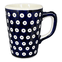 A picture of a Polish Pottery Pluton Mug (Dot to Dot) | K096T-70A as shown at PolishPotteryOutlet.com/products/pluton-mug-dot-to-dot-k096t-70a