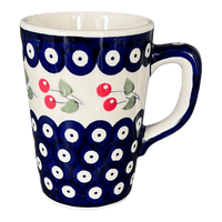 A picture of a Polish Pottery Pluton Mug (Cherry Dot) | K096T-70WI as shown at PolishPotteryOutlet.com/products/pluton-mug-cherry-dot-k096t-70wi